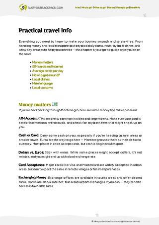 example page 5 from our offline Travel Guide for Montenegro
