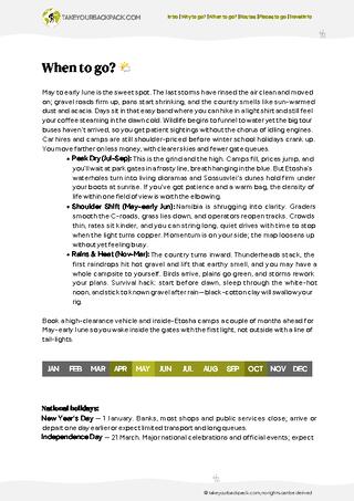 example page 1 from our offline Travel Guide for Namibia
