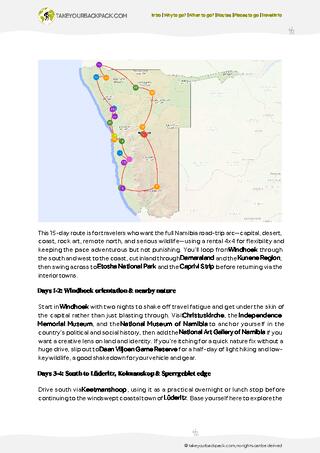example page 2 from our offline Travel Guide for Namibia