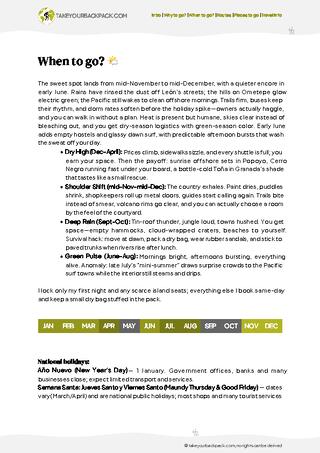 example page 1 from our offline Travel Guide for Nicaragua
