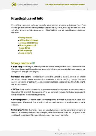 example page 5 from our offline Travel Guide for Nicaragua