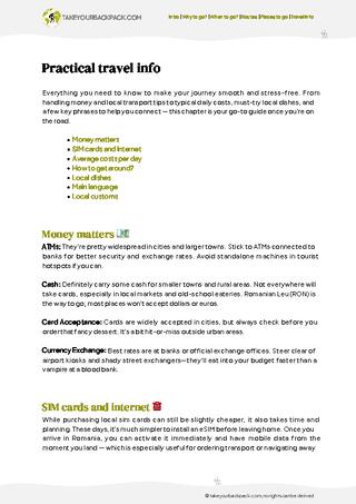 example page 5 from our offline Travel Guide for Romania