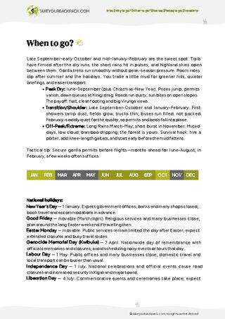 example page 1 from our offline Travel Guide for Rwanda