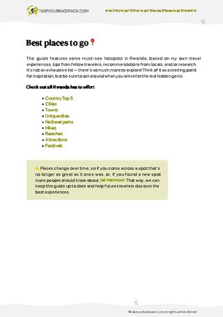 example page 3 from our offline Travel Guide for Rwanda