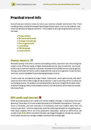 example page 5 from our offline Travel Guide for Rwanda