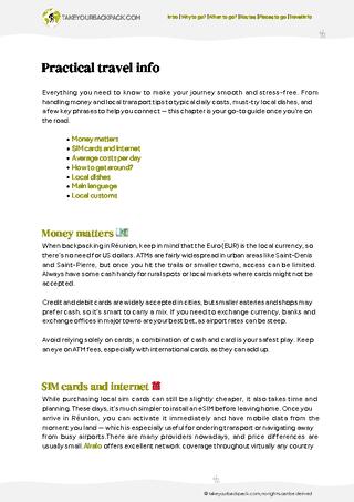 example page 5 from our offline Travel Guide for Réunion