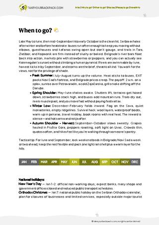 example page 1 from our offline Travel Guide for Serbia