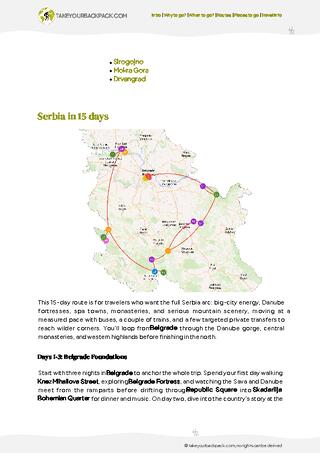 example page 2 from our offline Travel Guide for Serbia