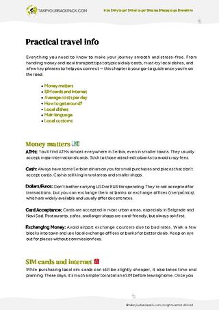 example page 5 from our offline Travel Guide for Serbia