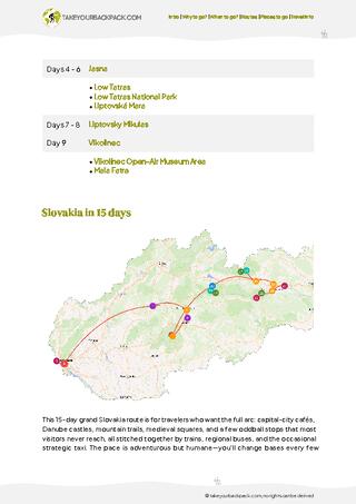 example page 2 from our offline Travel Guide for Slovakia