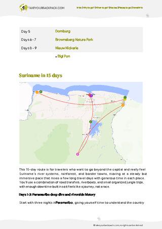 example page 2 from our offline Travel Guide for Suriname