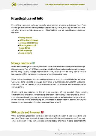 example page 5 from our offline Travel Guide for Suriname