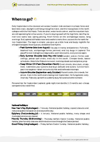 example page 1 from our offline Travel Guide for Sweden