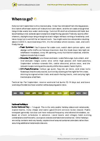 example page 1 from our offline Travel Guide for Switzerland