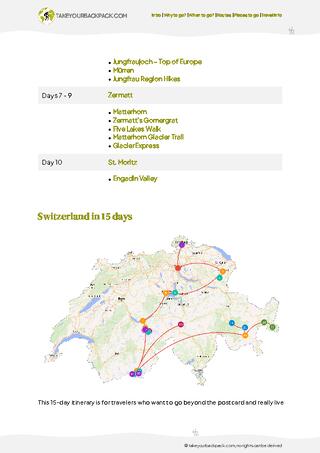 example page 2 from our offline Travel Guide for Switzerland