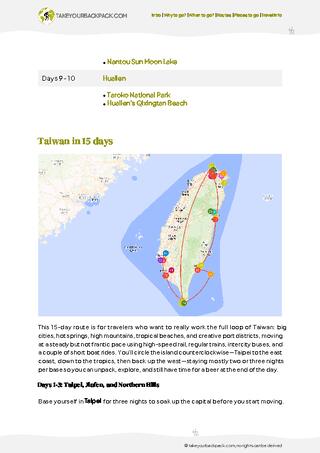 example page 2 from our offline Travel Guide for Taiwan