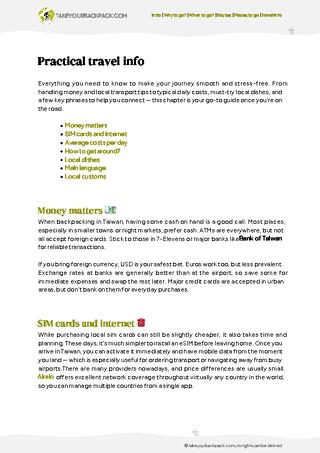 example page 5 from our offline Travel Guide for Taiwan