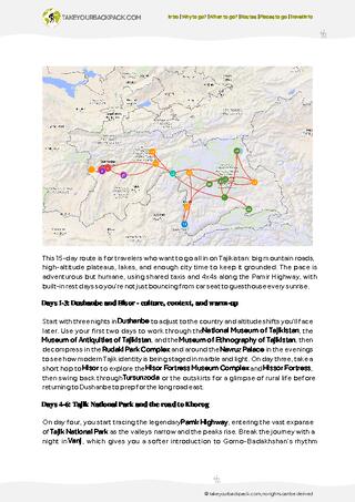 example page 2 from our offline Travel Guide for Tajikistan
