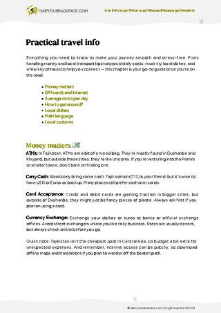 example page 5 from our offline Travel Guide for Tajikistan