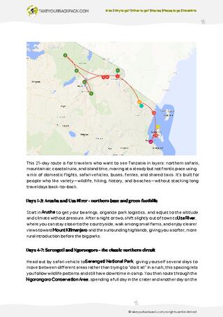example page 2 from our offline Travel Guide for Tanzania