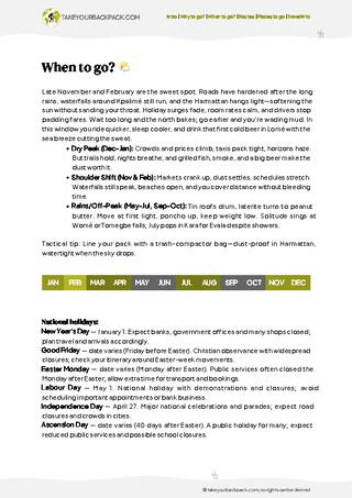 example page 1 from our offline Travel Guide for Togo