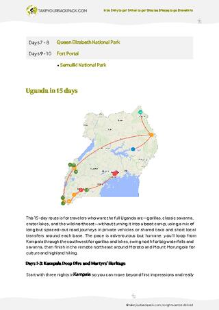 example page 2 from our offline Travel Guide for Uganda