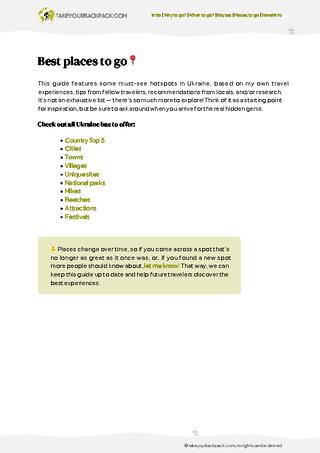 example page 3 from our offline Travel Guide for Ukraine