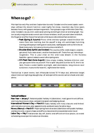 example page 1 from our offline Travel Guide for Uzbekistan