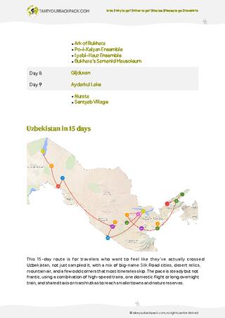 example page 2 from our offline Travel Guide for Uzbekistan