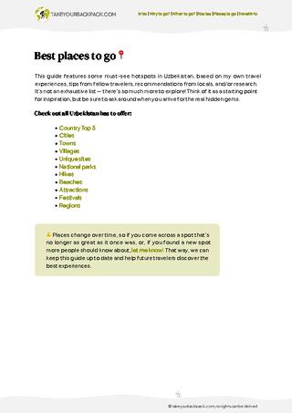 example page 3 from our offline Travel Guide for Uzbekistan