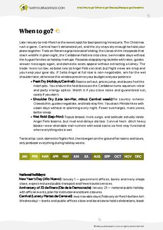 example page 1 from our offline Travel Guide for Venezuela