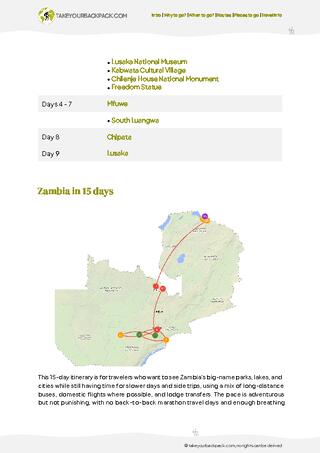 example page 2 from our offline Travel Guide for Zambia