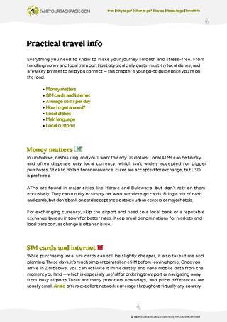 example page 5 from our offline Travel Guide for Zimbabwe