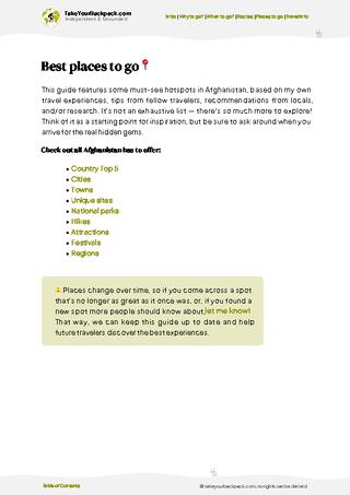 example page 5 from our offline Travel Guide for Afghanistan