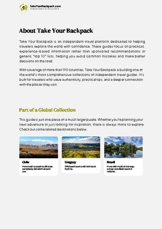 example page 1 from our offline Travel Guide for Argentina