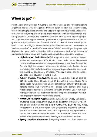 example page 3 from our offline Travel Guide for Argentina