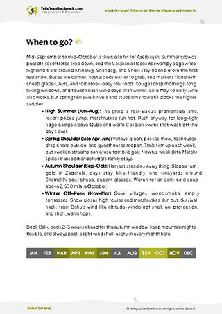 example page 3 from our offline Travel Guide for Azerbaijan