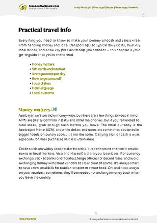 example page 7 from our offline Travel Guide for Azerbaijan