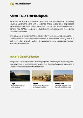 example page 1 from our offline Travel Guide for Benin