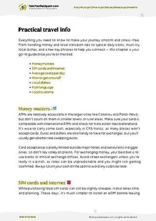example page 7 from our offline Travel Guide for Benin