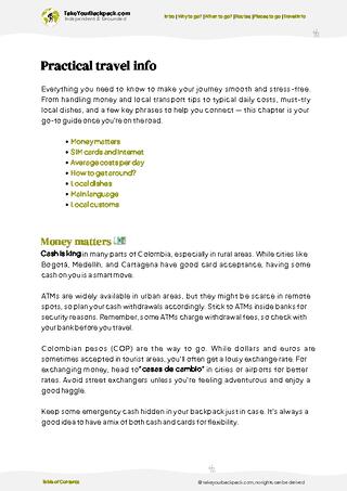 example page 7 from our offline Travel Guide for Colombia