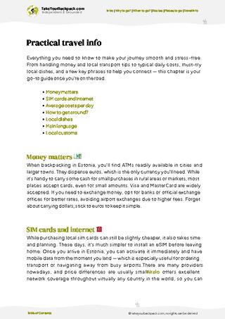 example page 7 from our offline Travel Guide for Estonia