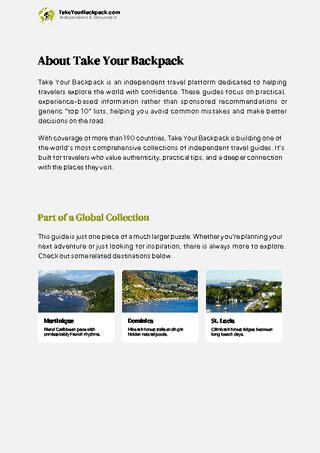 example page 1 from our offline Travel Guide for Guadeloupe