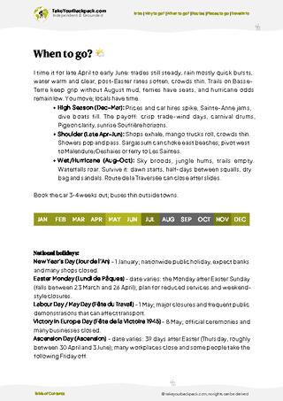 example page 3 from our offline Travel Guide for Guadeloupe