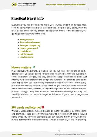 example page 7 from our offline Travel Guide for Guadeloupe