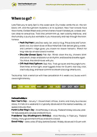 example page 3 from our offline Travel Guide for Guam