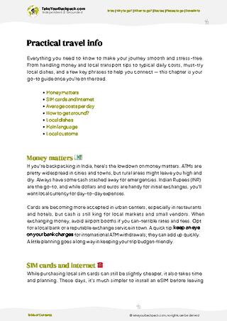 example page 7 from our offline Travel Guide for India