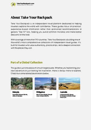 example page 1 from our offline Travel Guide for Indonesia