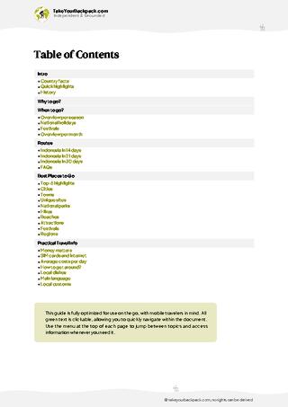 example page 2 from our offline Travel Guide for Indonesia