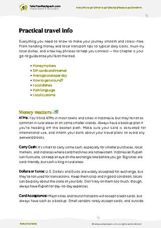 example page 7 from our offline Travel Guide for Indonesia